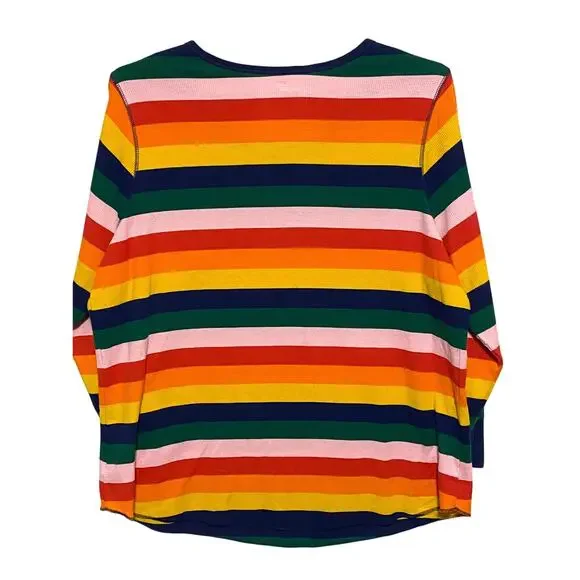 Old Navy Rainbow Striped Thermal Long Sleeve Shirt Womens 4X Colorful Retro Y2K - Picture 2 of 6